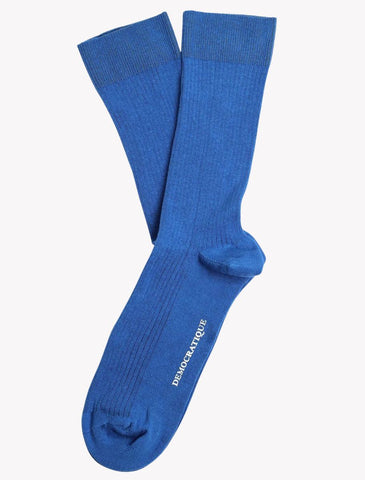 Democratique Socks Originals Fine Rib Adams Blue